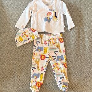 EXERSAUCERS BRIGHT BABY SET WITH HAT 6-9M